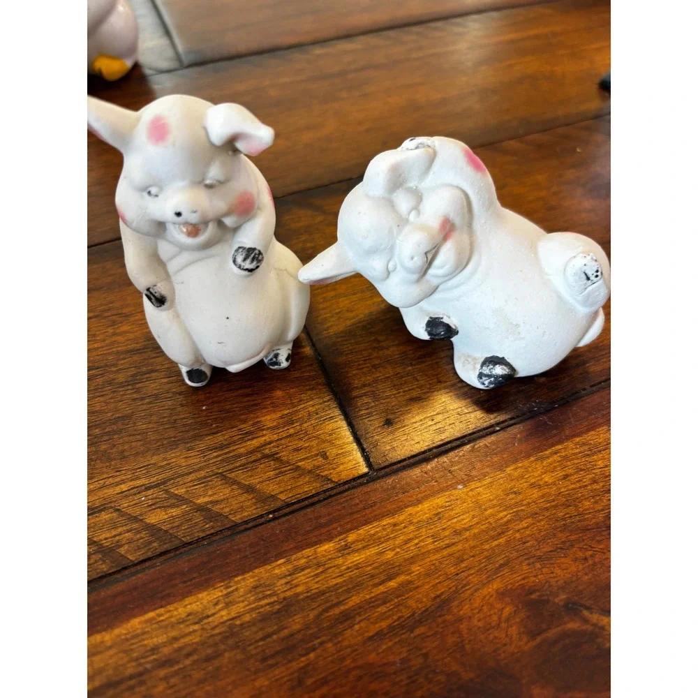 Vintage Ceramic Pig Figurine Collection Salt Pepper Shakers Farmhouse Decor Lot